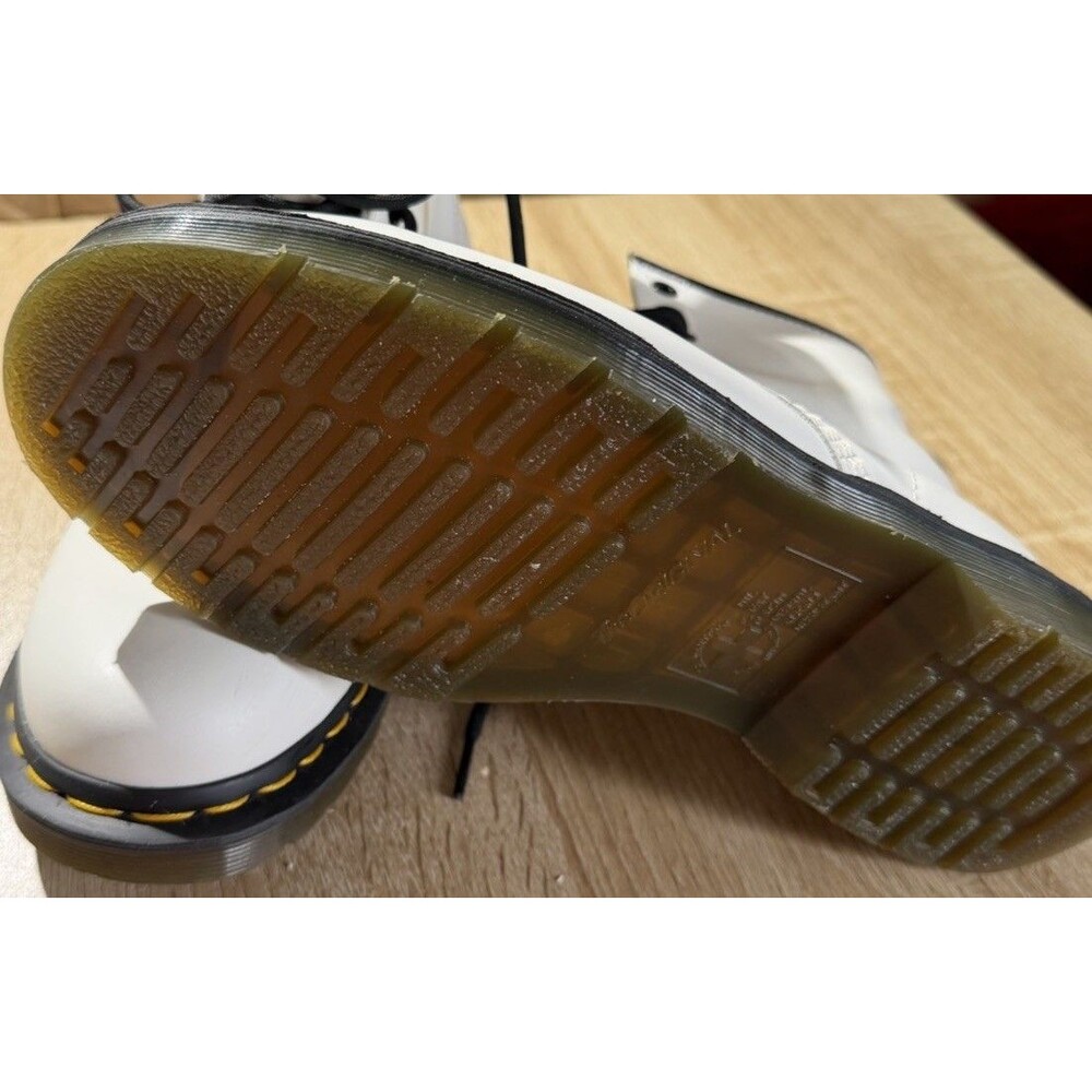 Doc Martens 1460 White AirWair Boots Womens 8 Leather Combat Lace Up Chunky - Picture 10 of 13